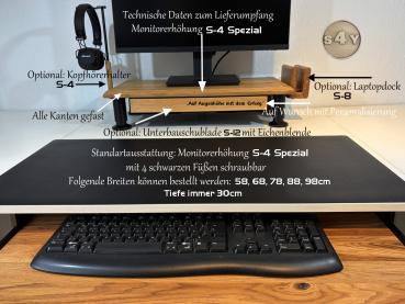 Preview: Monitorerhöhung Bildschirmerhöhung Eiche Wildeiche Rustikal