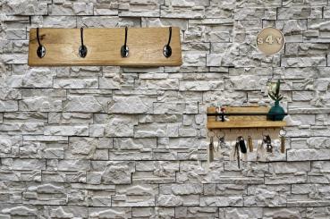 Garderobe Eiche Rustikal schwarze Schraubhaken