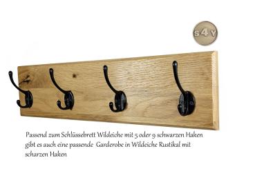 Garderobe Eiche Rustikal schwarze Schraubhaken