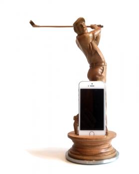 Ladestation, Dockingstation Golfspieler, Golfer, Golfskulptur, Apple iPhone