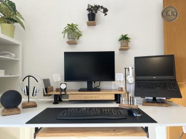 Monitorerhöhung Bildschirmerhöhung Eiche Rustikal