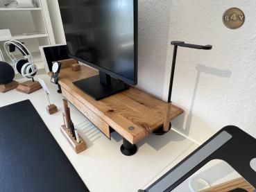 Preview: Monitorerhöhung Bildschirmerhöhung Eiche Rustikal