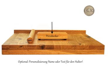 Teigroller und Halter aus Eichenholz