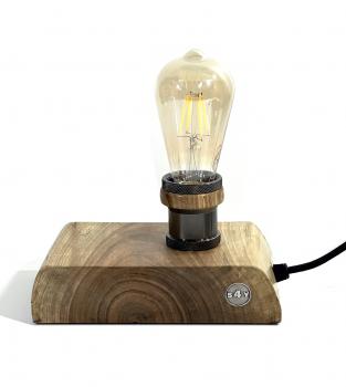 Vintage LED Lampe massiv Walnussholz Edison