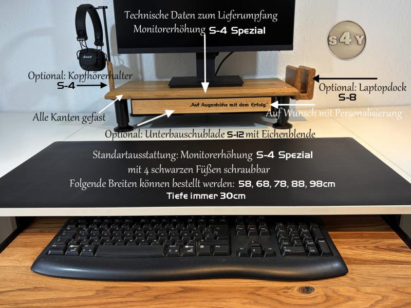 Monitorerhöhung Bildschirmerhöhung Eiche Wildeiche Rustikal