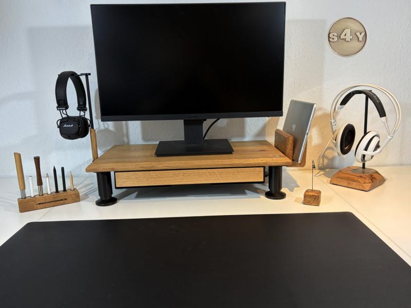 Monitorerhöhung Bildschirmerhöhung Eiche Wildeiche Rustikal