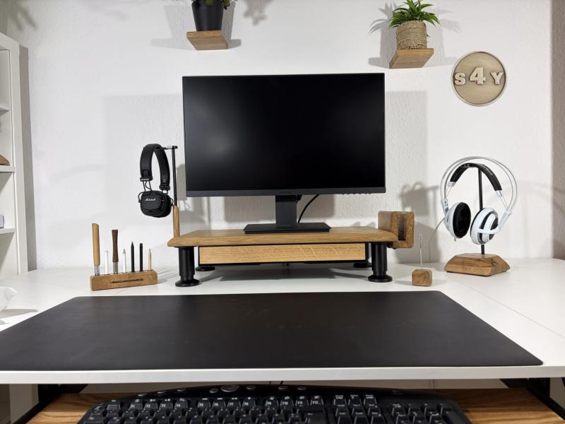 Monitorerhöhung Bildschirmerhöhung Eiche Wildeiche Rustikal