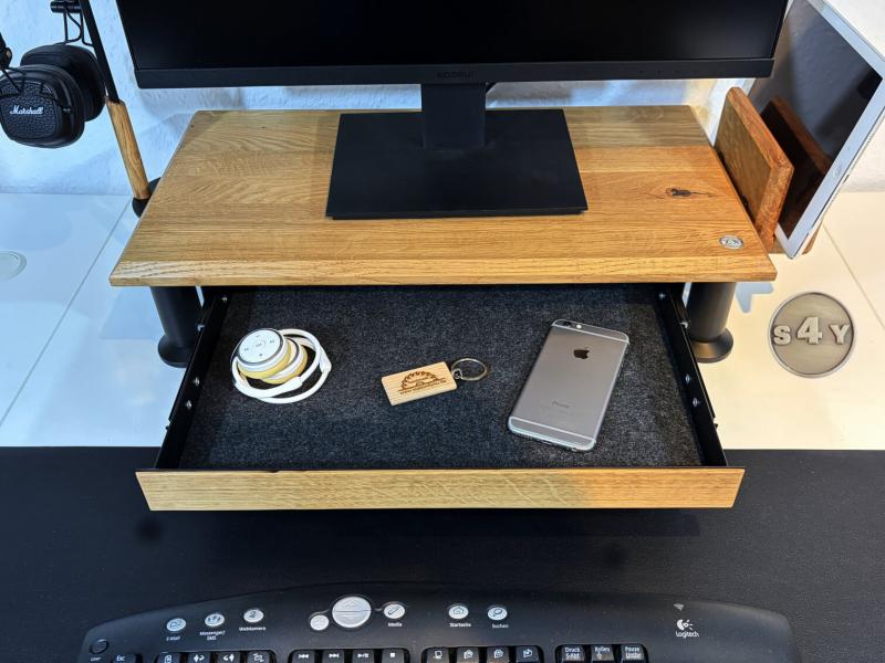 Monitorerhöhung Bildschirmerhöhung Eiche Wildeiche Rustikal