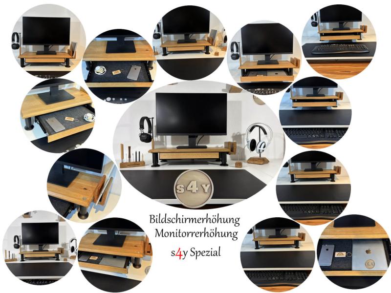 Monitorerhöhung Bildschirmerhöhung Eiche Wildeiche Rustikal
