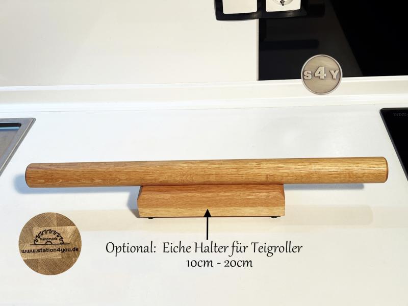 Teigroller und Halter aus Eichenholz